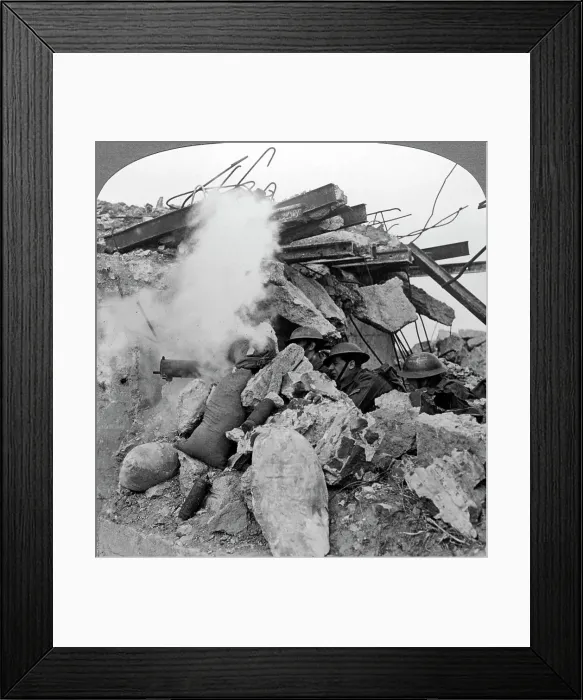 Framed Print : Machine gun nest, Poelcappelle, Belgium, World War I, 1914-1918. Artist: Realistic Travels Publishers Framed Print : Machine gun nest, Poelcappelle, Belgium, World War I, 1914-1918. Artist: Realistic Travels Publishers