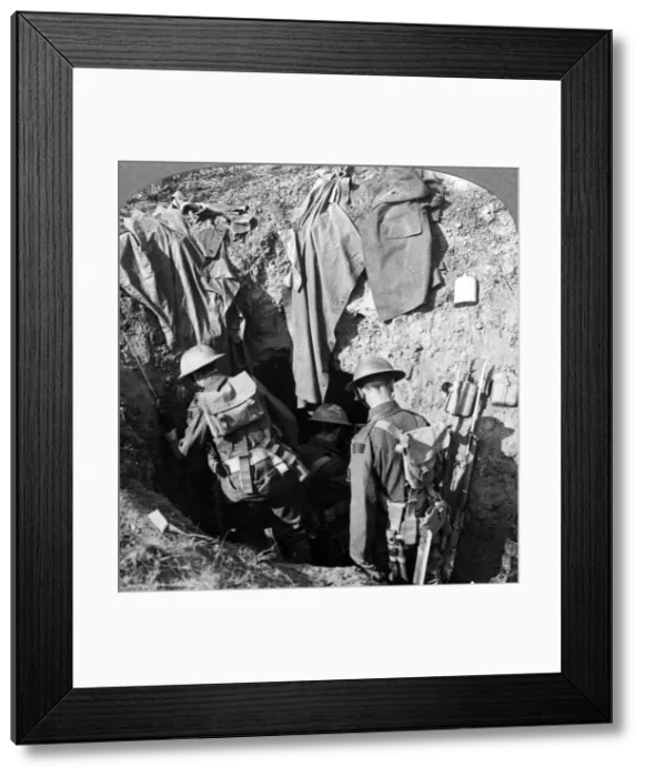 Framed Print : German dugout captured in the advance at Bapaume, France, World War I, 1914-1918. Artist: Realistic Travels Publishers Framed Print : German dugout captured in the advance at Bapaume, France, World War I, 1914-1918. Artist: Realistic Travels Publishers
