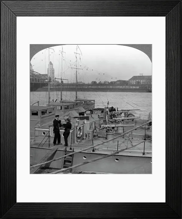 Framed Print : Flotilla of motor boats on the Rhine, c1918-1919. Artist: Realistic Travels Publishers Framed Print : Flotilla of motor boats on the Rhine, c1918-1919. Artist: Realistic Travels Publishers