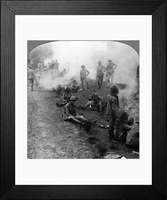 Framed Print : Early morning camp fires and breakfast, Persian Gulf, World War I, 1914-1918. Artist: Realistic Travels Publishers Framed Print : Early morning camp fires and breakfast, Persian Gulf, World War I, 1914-1918. Artist: Realistic Travels Publishers