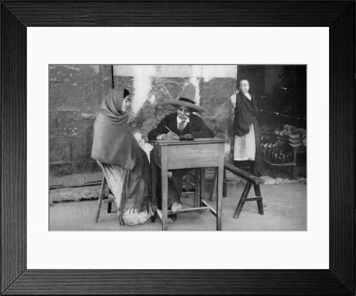 Framed Print : Public letter writer, Mexico. Artist: CB Waite Framed Print : Public letter writer, Mexico. Artist: CB Waite