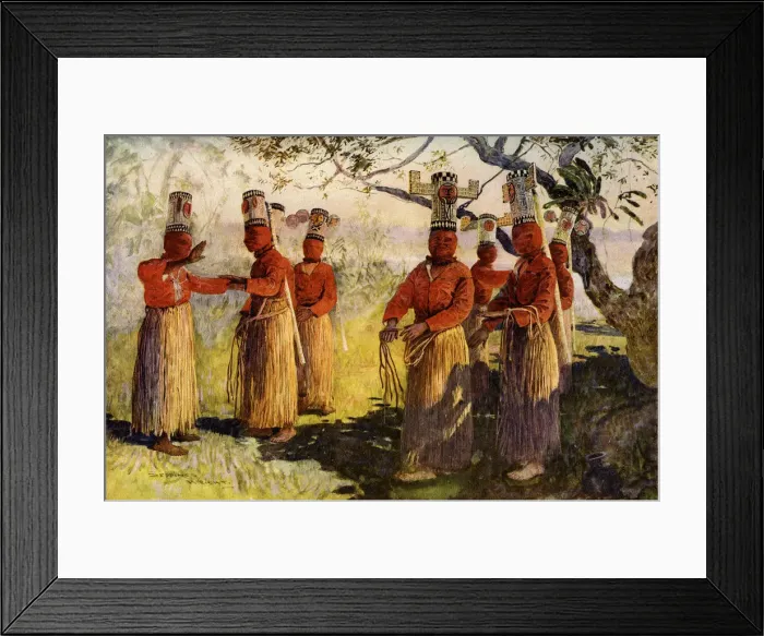 Framed Print : Masked dancers of Opaina, River Apaporis, Brazil Framed Print : Masked dancers of Opaina, River Apaporis, Brazil