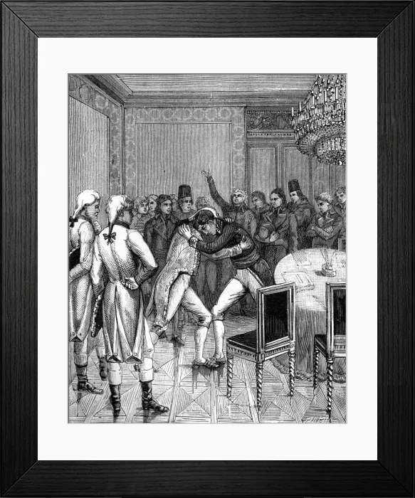 Framed Print : Lord Cornwallis and Joseph Bonaparte embrace in Amiens, France, 1802 (1882-1884) Framed Print : Lord Cornwallis and Joseph Bonaparte embrace in Amiens, France, 1802 (1882-1884)