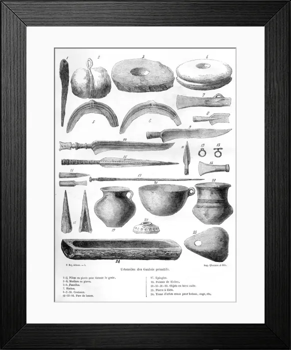 Framed Print : Gallic utensils, 1882-1884 Framed Print : Gallic utensils, 1882-1884