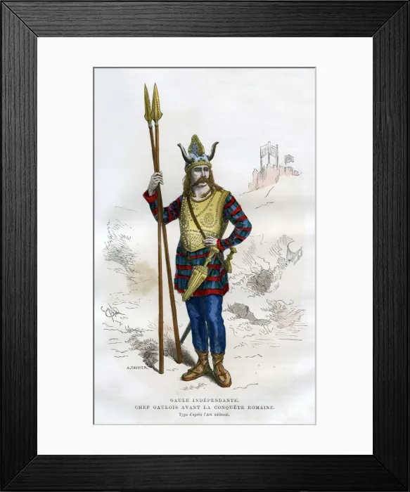 Framed Print : Gallic chief before the Roman conquest of Gaul, 1st century BC (1882-1884). Artist: A Tauxier Framed Print : Gallic chief before the Roman conquest of Gaul, 1st century BC (1882-1884). Artist: A Tauxier