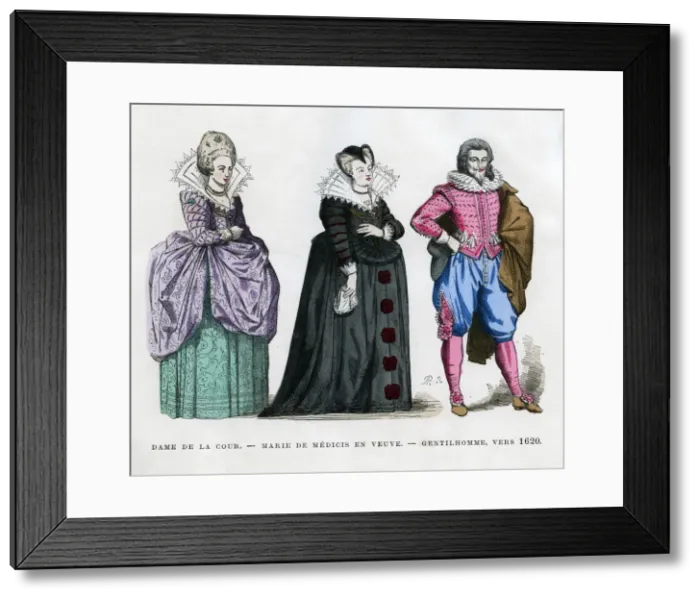 Framed Print : A lady of the court, Marie de Medici as a widow, and a gentleman, c1620 (1882-1884) Framed Print : A lady of the court, Marie de Medici as a widow, and a gentleman, c1620 (1882-1884)