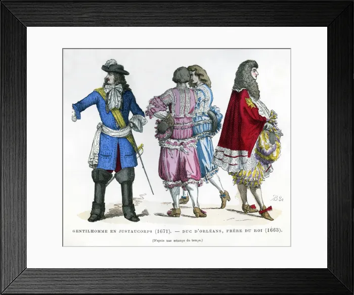 Framed Print : Gentlemens costume and the Duke of Orleans, Brother to King Louis XIV, 1663 (1882-1884) Framed Print : Gentlemens costume and the Duke of Orleans, Brother to King Louis XIV, 1663 (1882-1884)