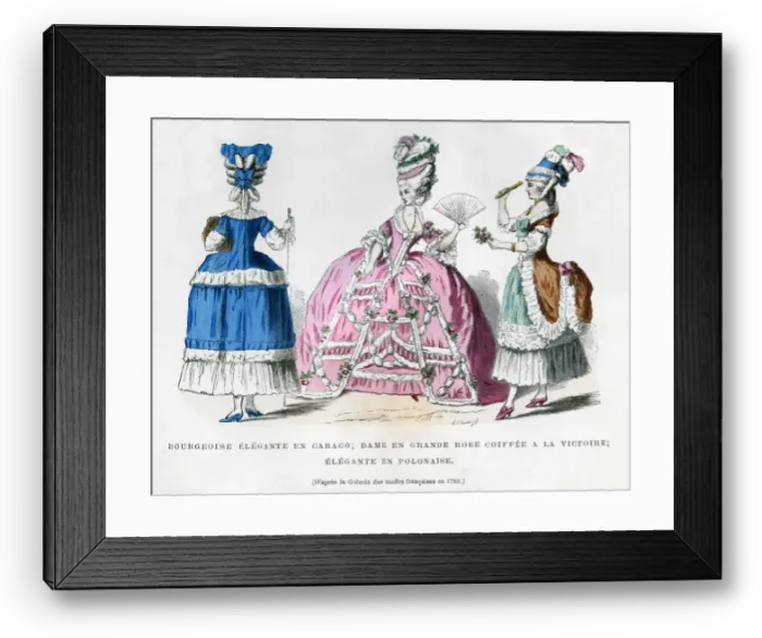 Framed Print : French womens fashions, 1780 (1882-1884) Framed Print : French womens fashions, 1780 (1882-1884)