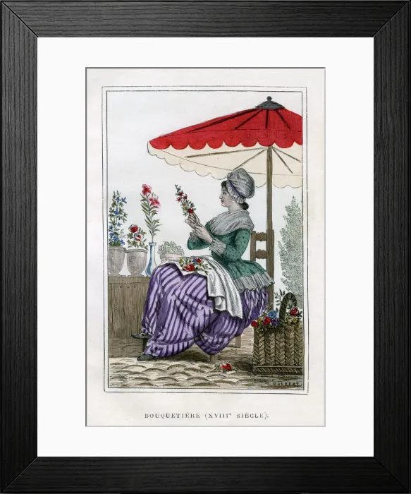Framed Print : Flower seller, 18th century (1882-1884). Artist: Gilbert Framed Print : Flower seller, 18th century (1882-1884). Artist: Gilbert