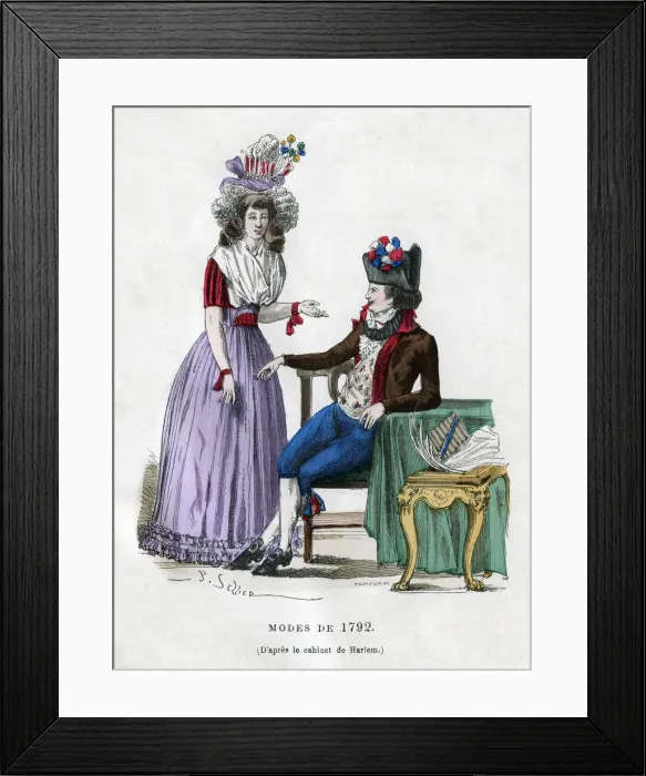 Framed Print : Fashion of 1792, (1882-1884). Artist: Tamisier Framed Print : Fashion of 1792, (1882-1884). Artist: Tamisier