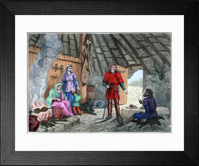 Framed Print : Interior of a Gaulish house, 1882-1884. Artist: A Tauxier Framed Print : Interior of a Gaulish house, 1882-1884. Artist: A Tauxier