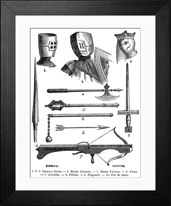 Framed Print : Armour and weapons of the 13th century (1882-1884) Framed Print : Armour and weapons of the 13th century (1882-1884)