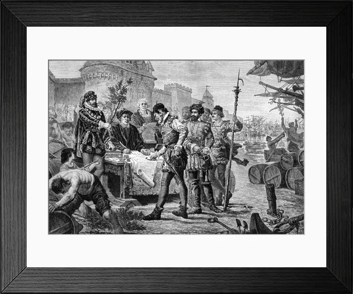 Framed Print : Payment of the ancient fee of the cypress tree, Bordeaux, France, 1453 (1882-1884). Artist: Trichon Framed Print : Payment of the ancient fee of the cypress tree, Bordeaux, France, 1453 (1882-1884). Artist: Trichon