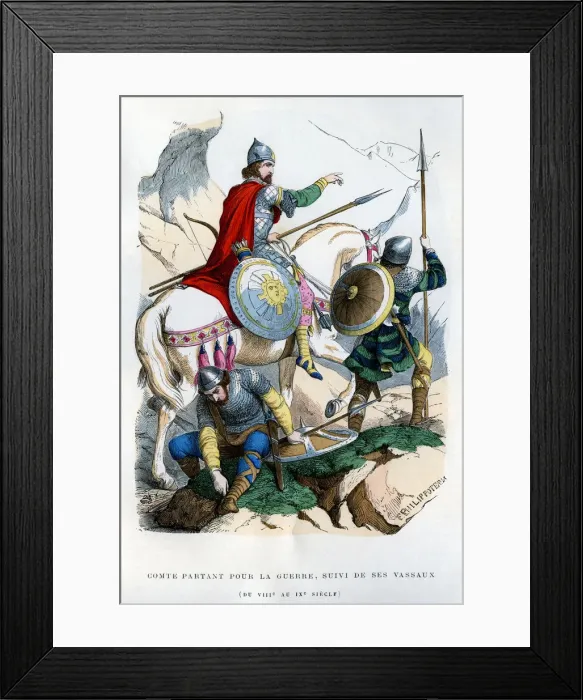 Framed Print : Frankish count leaving for war, 8th-9th century (1882-1884). Artist: Felix Henri Emmanuel Philippoteaux Framed Print : Frankish count leaving for war, 8th-9th century (1882-1884). Artist: Felix Henri Emmanuel Philippoteaux