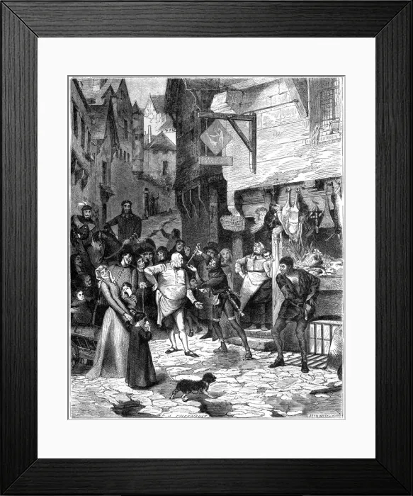 Framed Print : Seigni Joan, rue de Petit Chastelet, France, 14th century (1882-1884). Artist: J Ettling Framed Print : Seigni Joan, rue de Petit Chastelet, France, 14th century (1882-1884). Artist: J Ettling