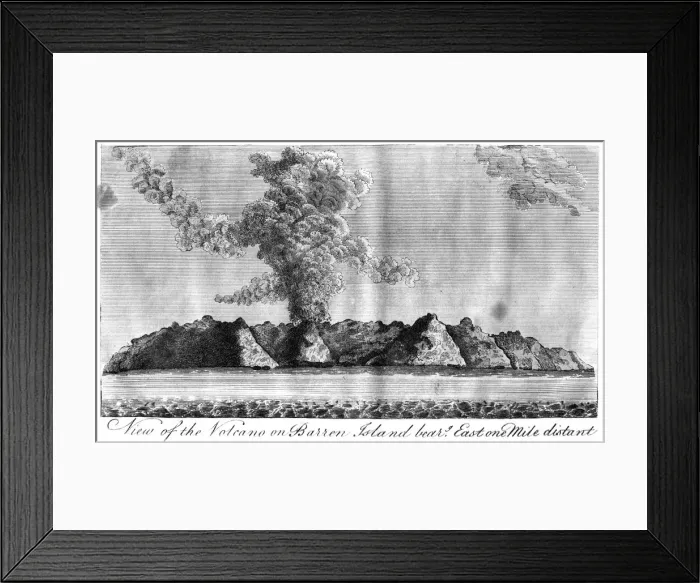 Framed Print : View of the volcano on Barren Island, Andaman Islands, 1799 Framed Print : View of the volcano on Barren Island, Andaman Islands, 1799