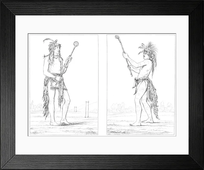 Framed Print : Sioux ball players, 1841. Artist: Myers and Co Framed Print : Sioux ball players, 1841. Artist: Myers and Co
