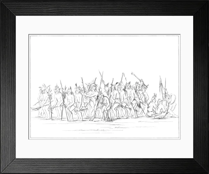 Framed Print : Dog dance of the Sioux, 1841. Artist: Myers and Co Framed Print : Dog dance of the Sioux, 1841. Artist: Myers and Co