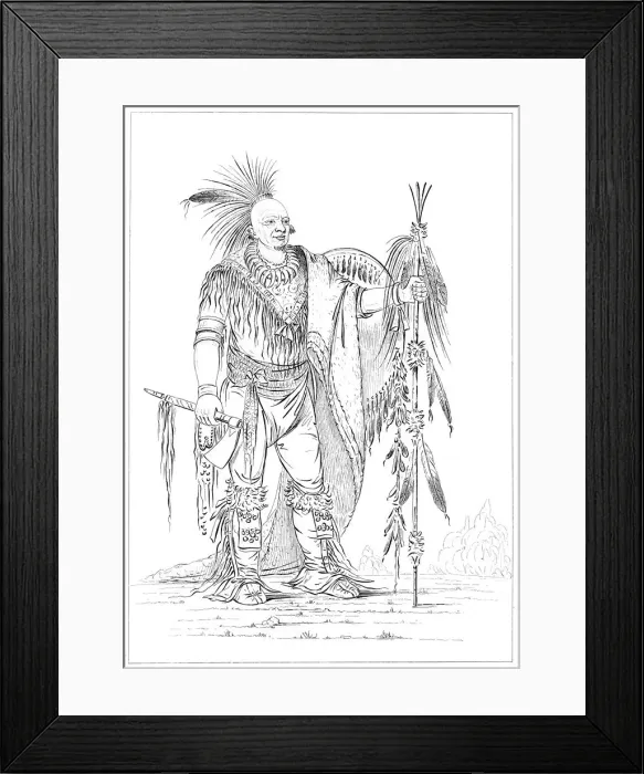 Framed Print : Sac or Fox brave, 1841. Artist: Myers and Co Framed Print : Sac or Fox brave, 1841. Artist: Myers and Co
