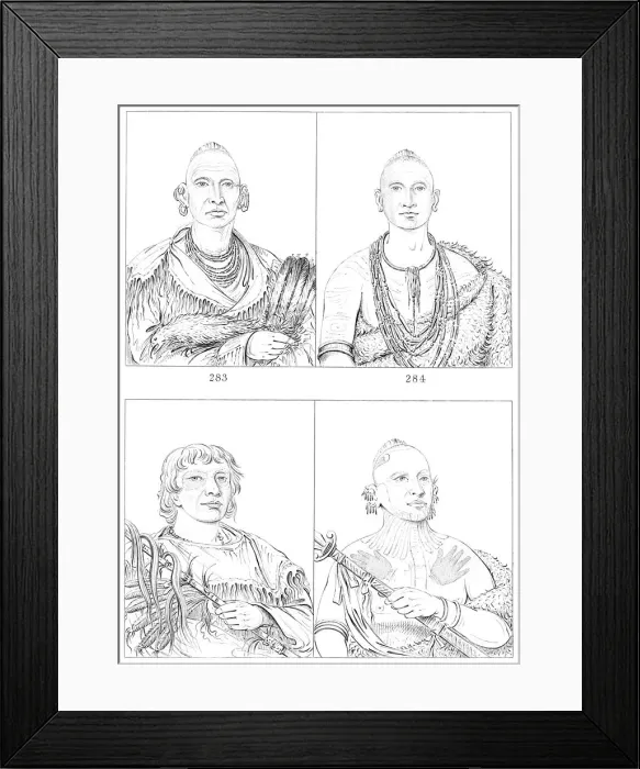 Framed Print : Sac and Fox Indians, 1841. Artist: Myers and Co Framed Print : Sac and Fox Indians, 1841. Artist: Myers and Co