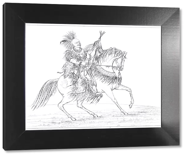 Keokuk on horseback, Rock Island, Upper Mississippi, 1841. Artist: Myers and Co