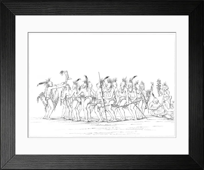 Framed Print : Slave dance, Sac and Fox, Rock Island, Upper Mississippi, 1841. Artist: Myers and Co Framed Print : Slave dance, Sac and Fox, Rock Island, Upper Mississippi, 1841. Artist: Myers and Co