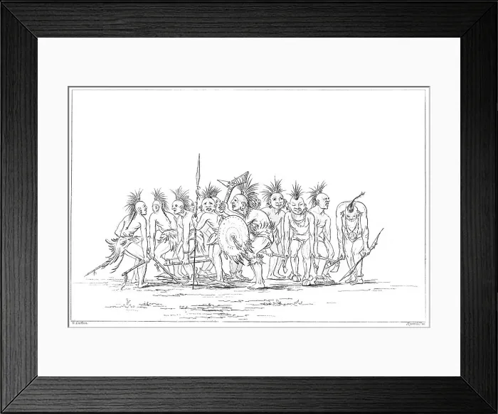 Framed Print : Begging dance, Sac and Fox, Rock Island, Upper Mississippi, 1841. Artist: Myers and Co Framed Print : Begging dance, Sac and Fox, Rock Island, Upper Mississippi, 1841. Artist: Myers and Co