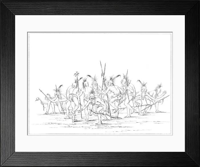 Framed Print : Discovery dance, Sac and Fox, Rock Island, Upper Mississippi, 1841. Artist: Myers and Co Framed Print : Discovery dance, Sac and Fox, Rock Island, Upper Mississippi, 1841. Artist: Myers and Co