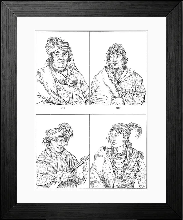 Framed Print : Seminole chiefs, Fort Moultrie, South Carolina, 1837-1838 (1841). Artist: Myers and Co Framed Print : Seminole chiefs, Fort Moultrie, South Carolina, 1837-1838 (1841). Artist: Myers and Co