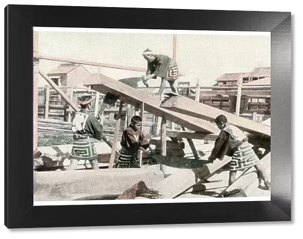 Carpenters at work, Japan, 1904