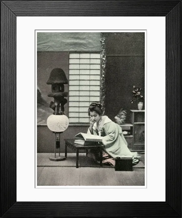 Framed Print : A Fair Student, Japan, 1904 Framed Print : A Fair Student, Japan, 1904