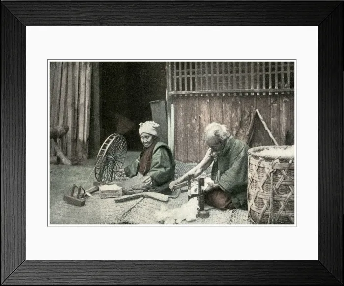 Framed Print : Spinning cotton, Japan, 1904 Framed Print : Spinning cotton, Japan, 1904
