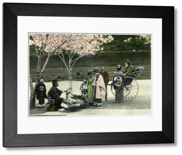 Framed Print : A street merchant, Japan, 1904 Framed Print : A street merchant, Japan, 1904