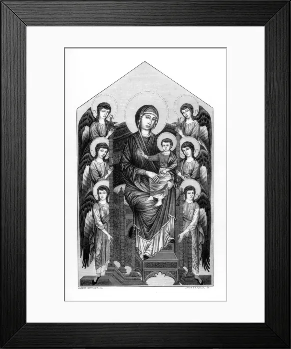 Framed Print : Virgin Enthroned with Angels, 1290-1295 (1870). Artist: Apontenier Framed Print : Virgin Enthroned with Angels, 1290-1295 (1870). Artist: Apontenier