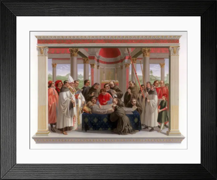 Framed Print : Obsequies of St Francis, 1482-1485 (1870). Artist: Franz Kellerhoven Framed Print : Obsequies of St Francis, 1482-1485 (1870). Artist: Franz Kellerhoven