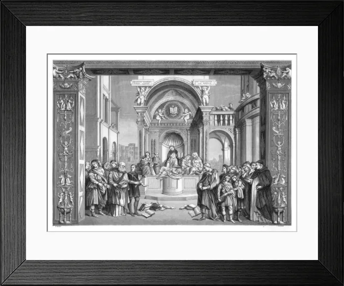 Framed Print : Triumph of St Thomas Aquinas over the Heretics, 1489-1491 (1870). Artist: Perrichon Framed Print : Triumph of St Thomas Aquinas over the Heretics, 1489-1491 (1870). Artist: Perrichon