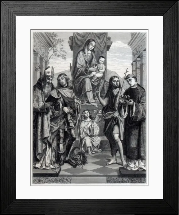 Framed Print : Madonna seated on a Throne Surrounded with Saints, c1494-1517 (1870). Artist: Trichon Framed Print : Madonna seated on a Throne Surrounded with Saints, c1494-1517 (1870). Artist: Trichon