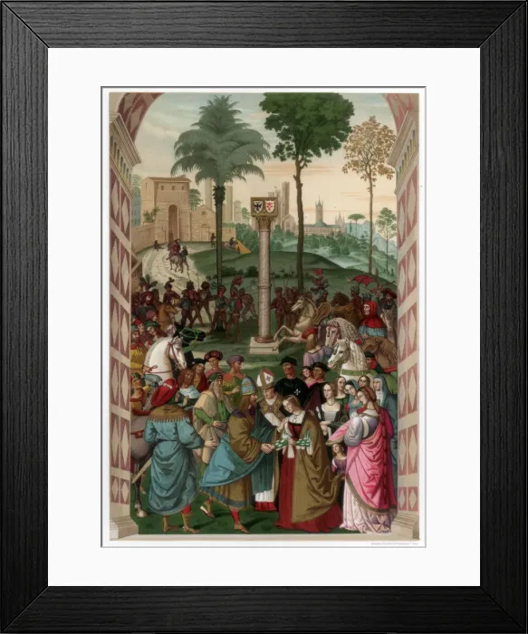 Framed Print : Aeneas Piccolomini Introduces Eleonora of Portugal to Frederick III, 1502-1508, (1870). Artist: Franz Kellerhoven Framed Print : Aeneas Piccolomini Introduces Eleonora of Portugal to Frederick III, 1502-1508, (1870). Artist: Franz Kellerhoven
