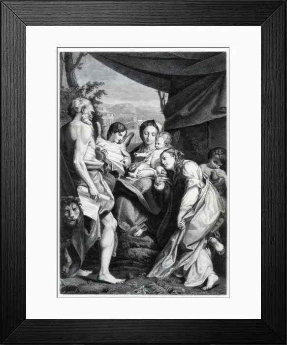 Framed Print : Madonna and Child with St Jerome and Mary Magdalen (The Day), 1525-1528 (1870) Framed Print : Madonna and Child with St Jerome and Mary Magdalen (The Day), 1525-1528 (1870)