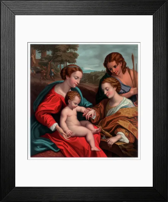 Framed Print : The Mystic Marriage of St Catherine, 1526-1527 (1870). Artist: Franz Kellerhoven Framed Print : The Mystic Marriage of St Catherine, 1526-1527 (1870). Artist: Franz Kellerhoven