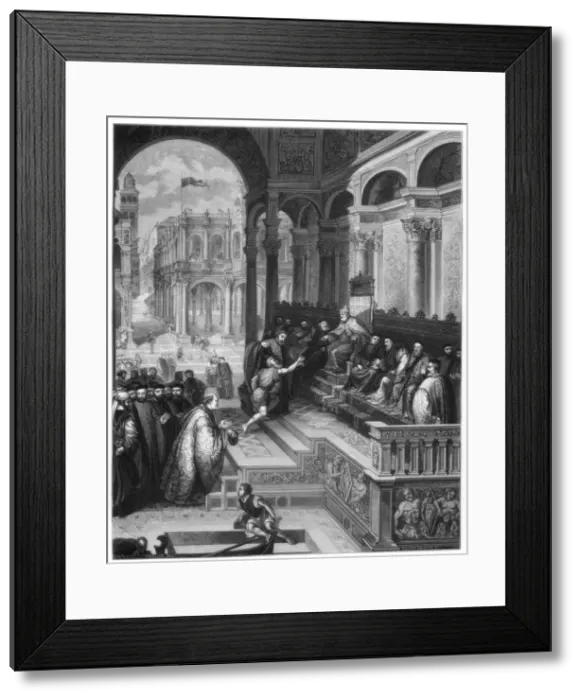 Framed Print : The Presentation of the Ring, 1534 (1870). Artist: Roland Brunier Framed Print : The Presentation of the Ring, 1534 (1870). Artist: Roland Brunier