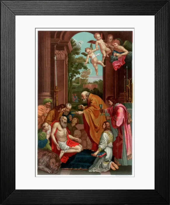 Framed Print : Last Communion of Saint Jerome, 1614 (1870). Artist: Franz Kellerhoven Framed Print : Last Communion of Saint Jerome, 1614 (1870). Artist: Franz Kellerhoven