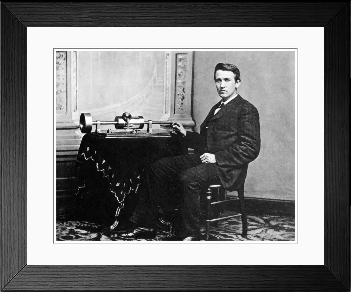 Framed Print : Thomas Alva Edison, American inventor, with his phonograph, c1878 (1955) Framed Print : Thomas Alva Edison, American inventor, with his phonograph, c1878 (1955)