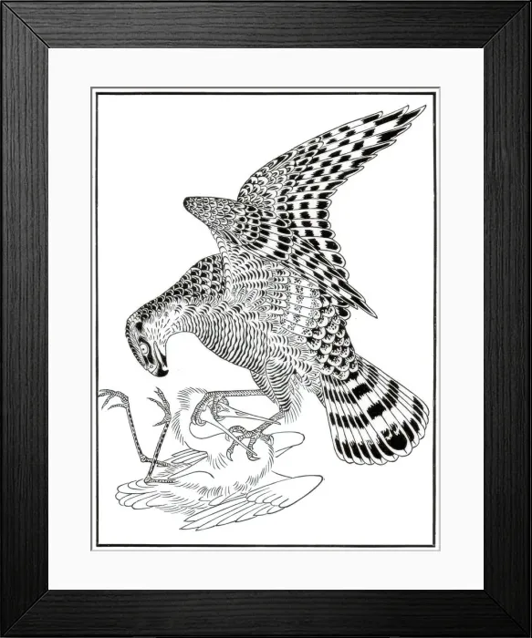 Framed Print : Falcon and egret, 16th century (1886) Framed Print : Falcon and egret, 16th century (1886)