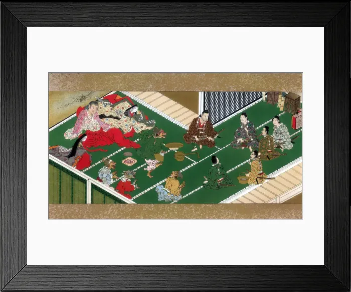 Framed Print : Raiko and his comrades before the demon robber, 17th century (1886) Framed Print : Raiko and his comrades before the demon robber, 17th century (1886)