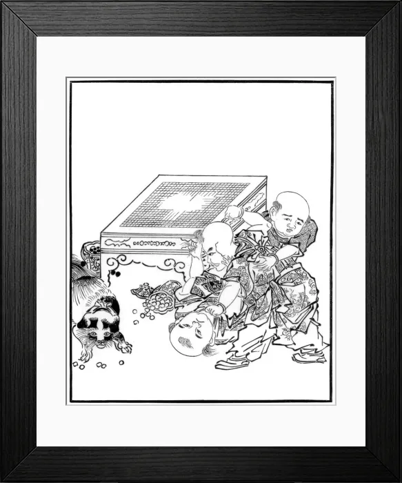 Framed Print : Chinese boys quarrelling, 17th century (1886) Framed Print : Chinese boys quarrelling, 17th century (1886)