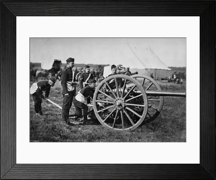 Framed Print : Gunners of field artillery drilling with a 12 pounder, 1895. Artist: Gregory & Co Framed Print : Gunners of field artillery drilling with a 12 pounder, 1895. Artist: Gregory & Co