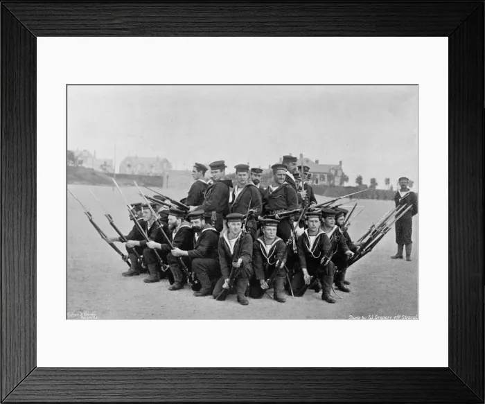 Framed Print : Naval training on shore; forming a rallying group, 1896. Artist: W Gregory Framed Print : Naval training on shore; forming a rallying group, 1896. Artist: W Gregory