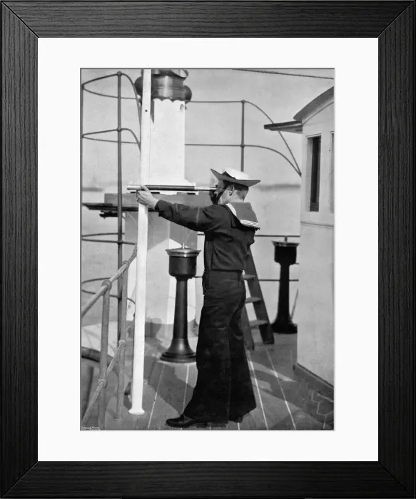 Framed Print : A look-out on the bridge of a British warship, 1896. Artist: Gregory & Co Framed Print : A look-out on the bridge of a British warship, 1896. Artist: Gregory & Co