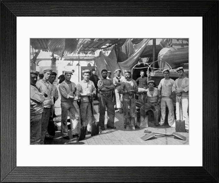 Framed Print : Some of the stokers of the battleship HMS Camperdown, 1896. Artist: Gregory & Co Framed Print : Some of the stokers of the battleship HMS Camperdown, 1896. Artist: Gregory & Co